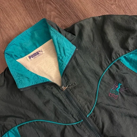 Puma Windbreaker Track Jacket Men’s Medium Colorblock 100% Nylon Vtg 89s 90s - Picture 2 of 8